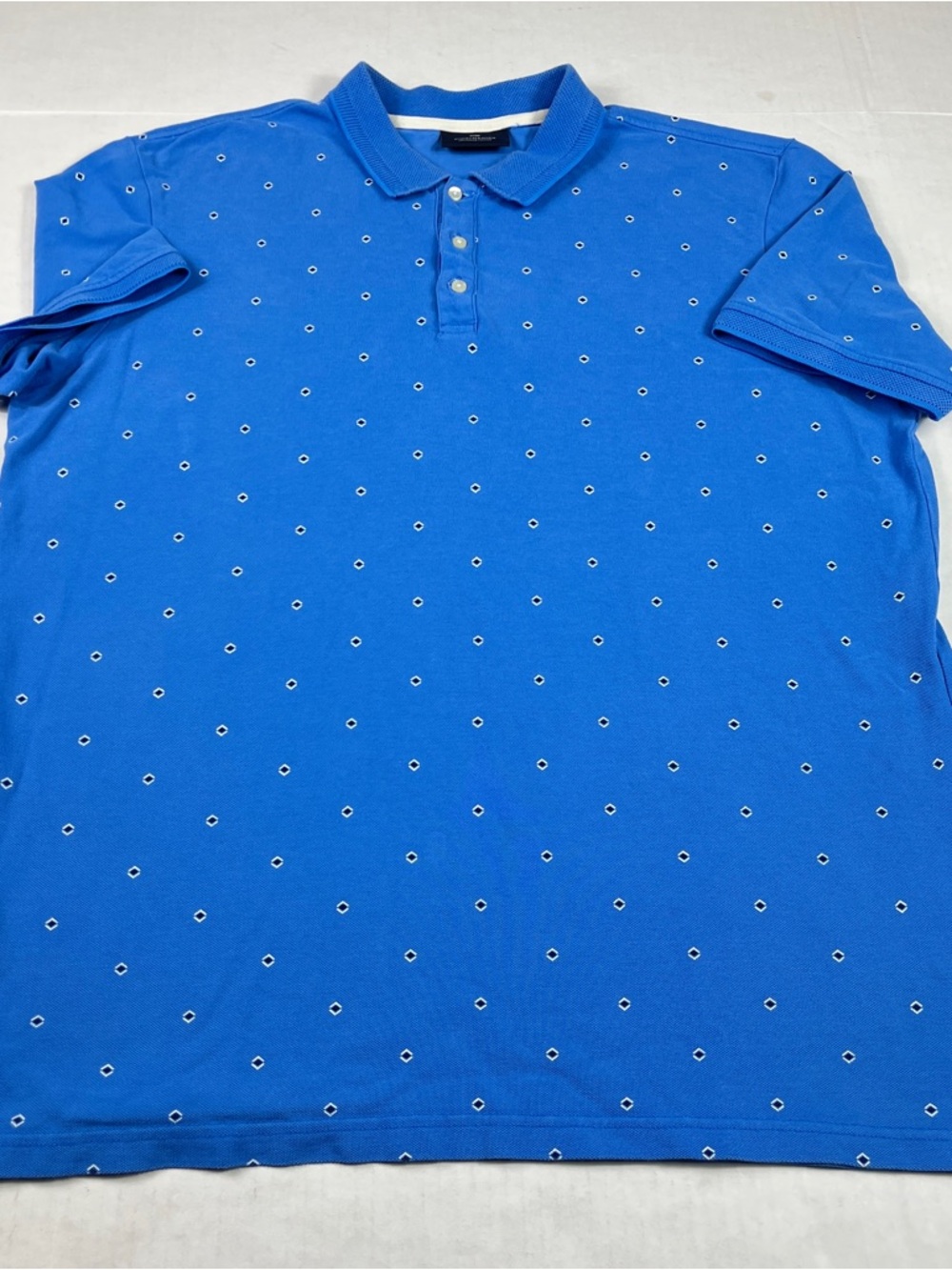 Scotch & Soda Mens Golf Polo Short Blue Geo Print Casual Preppy Short  Sleeve XL